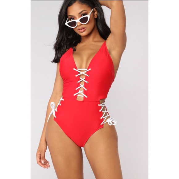 fashion nova red bathing suit
